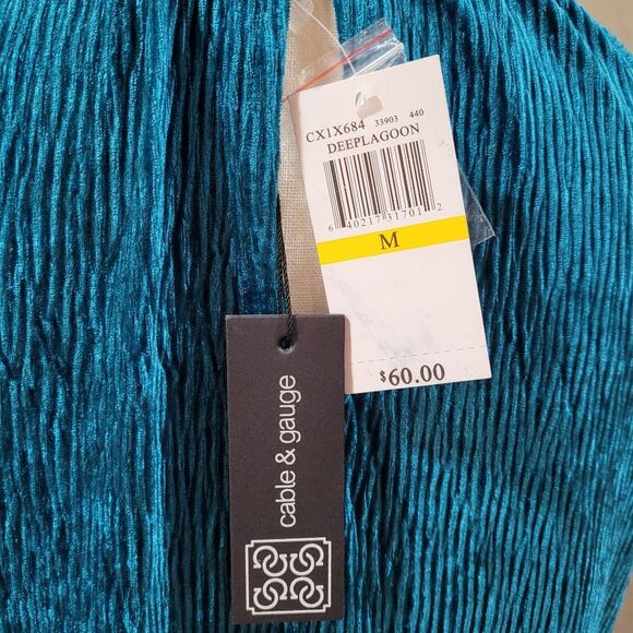 Cable & Gauge size medium blue roughed mock neck halter top NWT - Picture 5 of 12